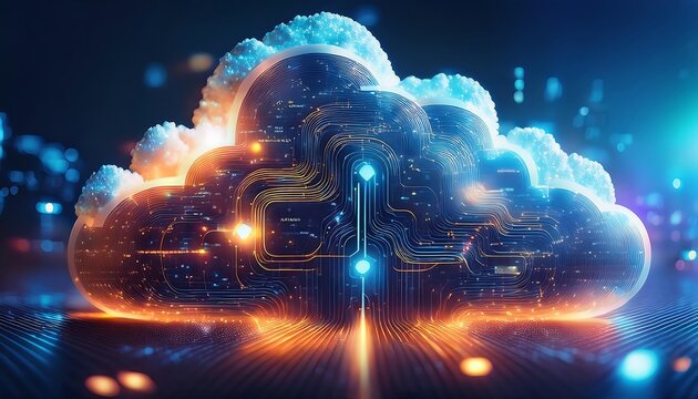 Abstract representation of cloud computing and data networks