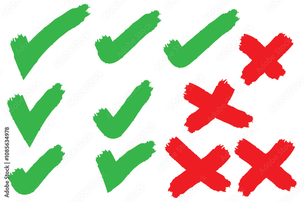 Wall mural doodle hand drawn chalk check mark set. charcoal pencil checklist icons, sketch checkboxes, tick and