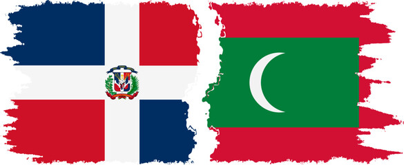 Maldives and Dominican Republic grunge flags connection, vector