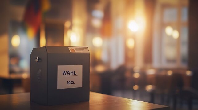 Wahlurnenbox f&uuml;r die Wahl 2025, Symbol f&uuml;r Demokratie und b&uuml;rgerschaftliches Engagement