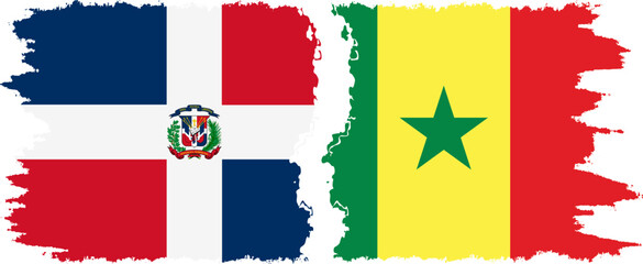 Senegal and Dominican Republic grunge flags connection, vector