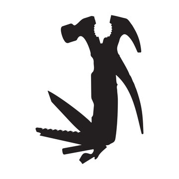 black multi-tool silhouette on white clip art preview