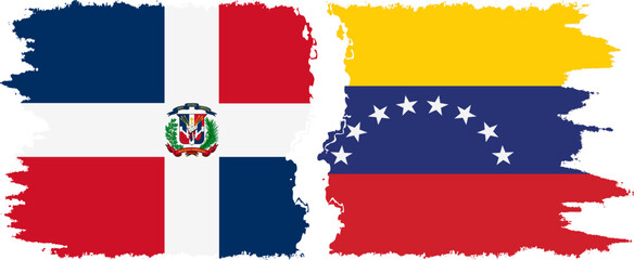 Venezuela and Dominican Republic grunge flags connection, vector