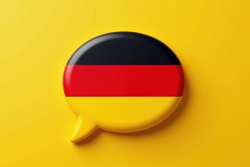 German language speech bubble on vibrant yellow background.