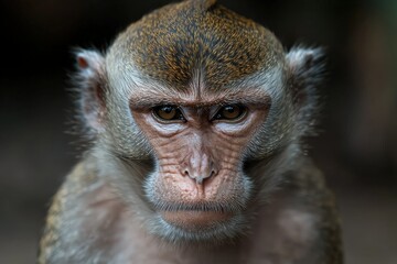Southern pig-tailed macaque portrait. Beautiful simple AI generated image