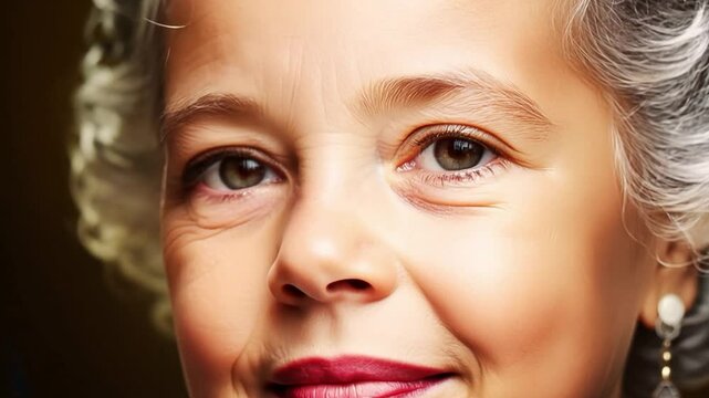 A quick time-lapse portrait shot of an aging girl becoming a grandmother.
