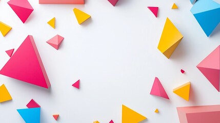Vibrant Geometric Shapes Floating Over Clean White Background
