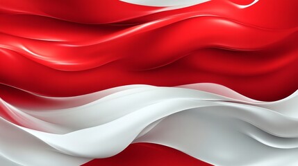 Naklejka premium Abstract Red and White Flowing Curves - Minimalist Digital Art