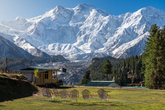 A breathtaking view of Nanga Parbat, the world's ninth-highest mountain, captured from Fairy Meadows National Park in Gilgit-Baltistan, Pakistan.