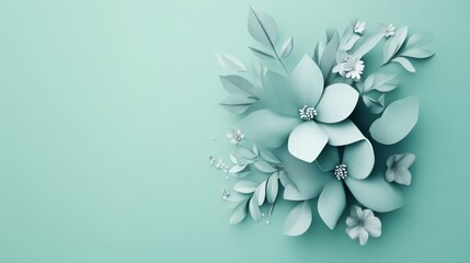 Paper Flowers on Green Background - Delicate Floral Design