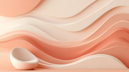 Obraz premium Abstract shapes in peach and beige 3D illustration background