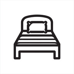 Single bed icon linear silhouette on white background

