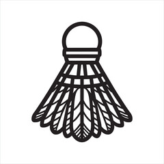 Shuttlecock Icon linear silhouette on white background
