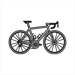 Road Bike Bicycle Icon linear silhouette on white background
