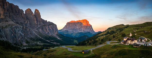 View of the Dolomites from Gardena Pass, Italy