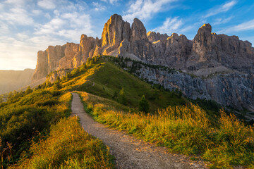 View of the Dolomites from Gardena Pass, Italy