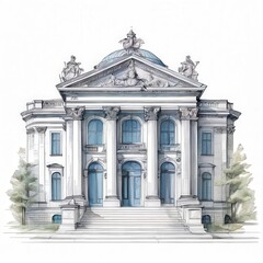 the AI Image Generator, Government building isolated on white created