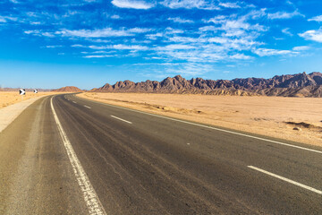 Road in Sahara desert in Egypt