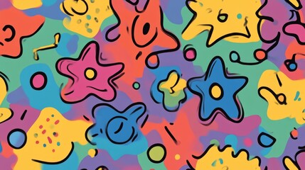 Obraz premium Abstract Colorful Shapes Seamless Pattern - Digital Art