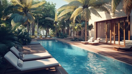 Obraz premium Tropical Resort Poolside