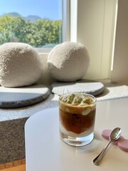 A beautiful Korean cafe. Cafe latte