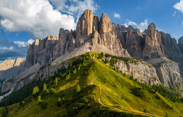 View of the Dolomites from Gardena Pass, Italy