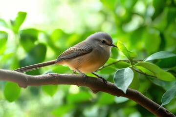 Fototapeta premium Black-naped Monarch (Hypothymis azurea) flycatcher parents bird is building a nest.Close up of blue bird in real nature in Thailand.. Beautiful simple AI generated image
