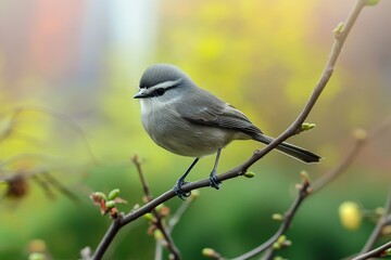 A ruby-crowned kinglet perched on a branch.. Beautiful simple AI generated image