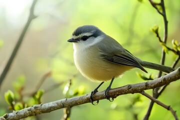Fototapeta premium White-Throated Sparrow on Branch. Beautiful simple AI generated image