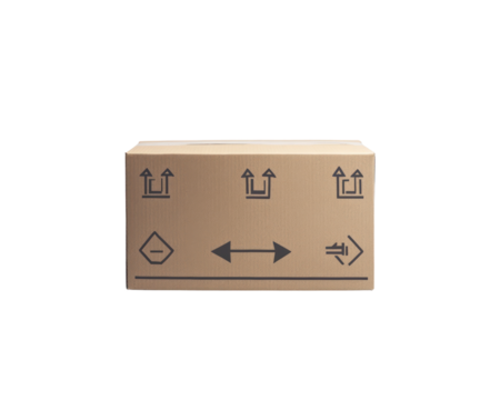 Cardboard box with a white background. on Isolated transparent background
