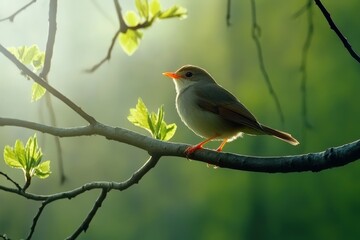 Obraz premium Western Wood-Pewee. Beautiful simple AI generated image