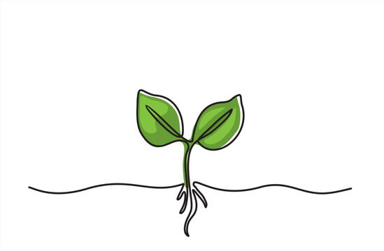 green sprout continuous line drawing clip art preview