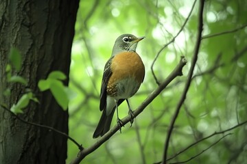 White-Throated Sparrow on Branch. Beautiful simple AI generated image