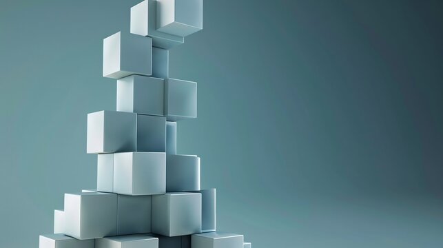 Fototapeta 3d business growth strategy illustrating business scaling vertical integration A tower built from interconnected cubes representing different business units working together seamlessly for growth