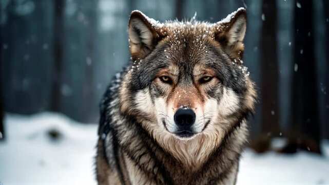 Gray wolf in snow