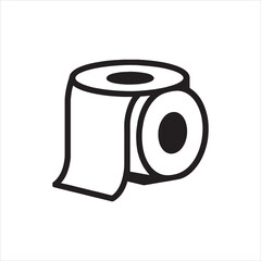 toilet tissue paper roll icon linear silhouette on white background
