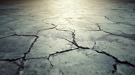 Obraz premium grungy asphalt road, cracked and weathered, symbolizing a journey, resilience, and the passage of time. The rough surface adds depth to the theme of life's challenges and struggles