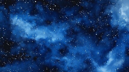 Obraz premium Starry Night Sky Digital Illustration with Dreamy Ethereal Quality and Vast, Awe-Inspiring View - Deep Blue Background Contrast.