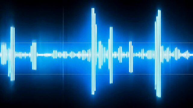 Vibrant Blue Sound Wave Graphic Visualizing Audio Frequencies and Digital Effects