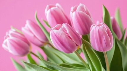 Pink tulip bouquet celebrating spring floral beauty.