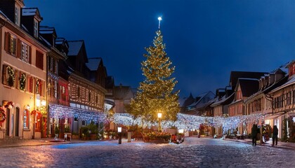 Petit-Champlain at Lower Old Town (Basse-Ville) at night on christmas event