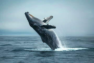 Fototapeta premium Fantastically beautiful majestic huge whale in ocean