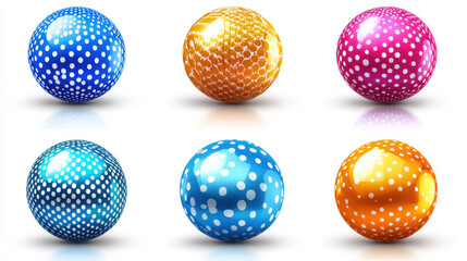 Colorful polka dot balls in various shades, showcasing vibrant designs and glossy finishes. Perfect for sports or playful themes