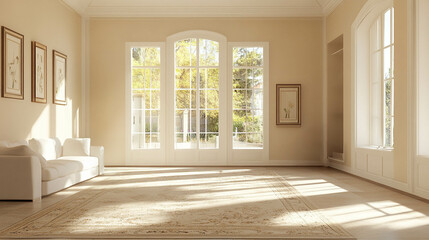 Obraz premium Clean, light beige walls with beautiful light colors art frame