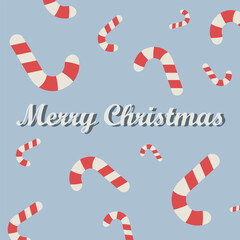 Obraz premium Merry Christmas greeting card with candy canes. Vector illustration.