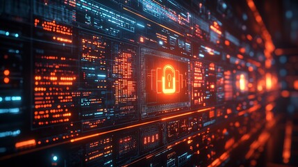 Personal Data Guarded Glowing locks secure network nodes highlighting privacyfocused online interactions