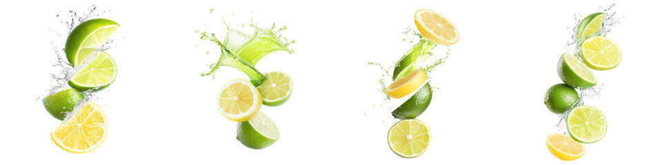 Citrus splashes on black background isolate on transparent