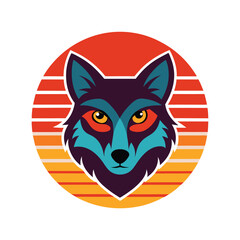 Vintage Wolf Head Mascot Vector - Bold Retro Silhouette Design for T-Shirt, Fierce Wild Animal Art