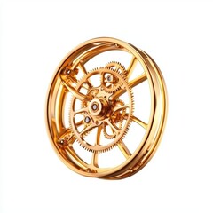 Highdetail golden clockwork mechanism, capturing the essence of luxury timekeeping and mechanical art