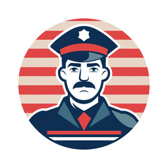 Police Officer Vector - Law Enforcement Silhouette with Badge, Minimalist Graphic for Public Safety & Authority Art